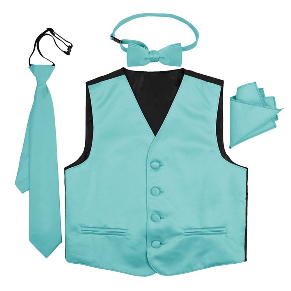 Hawaiian Blue BOYS 4 PIECE SATIN VEST SET